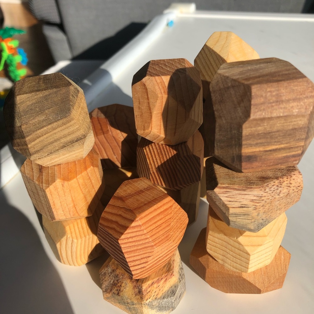 Handmade Wooden Tumu Ishi Balancing Stones